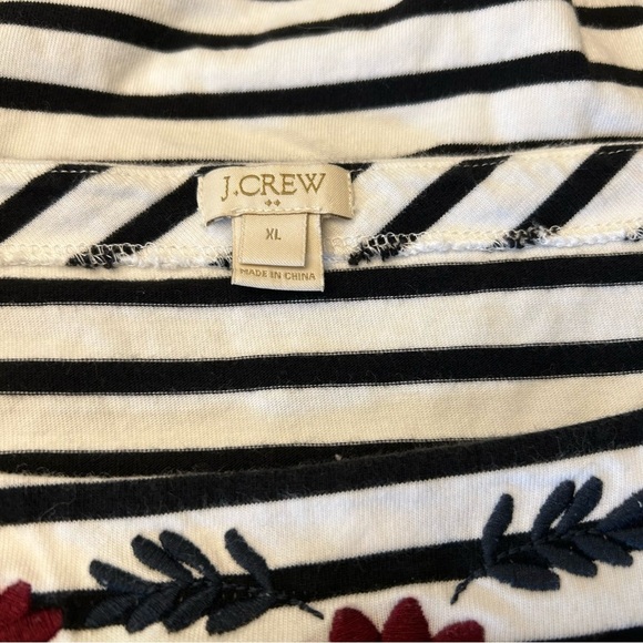 J. CREW Striped Embroidered Flare Top - Picture 10 of 10